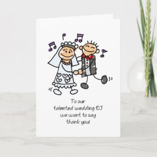 Wedding Music Thank You with Groom and Bride Stick Card