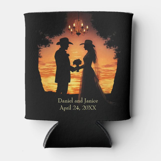 Wedding Name and Date Country  Can Cooler (Front)