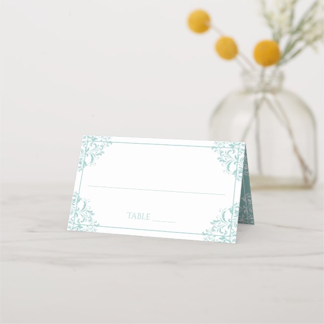 Wedding Name Cards | Nadine (Light Turquoise Blue) (Front)
