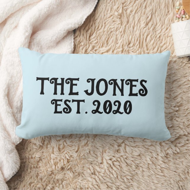 WEDDING NAME CUSTOM LUMBAR LIGHT BLUE PILLOW (Blanket)
