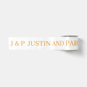 WEDDING NAME SIMPLE STYLISH MODERN CUSTOM WHITE SATIN RIBBON