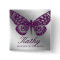Wedding Name Tag Button Sparkle Purple Butterfly