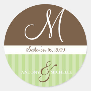 Wedding Names and Date Monogram Classic Round Sticker
