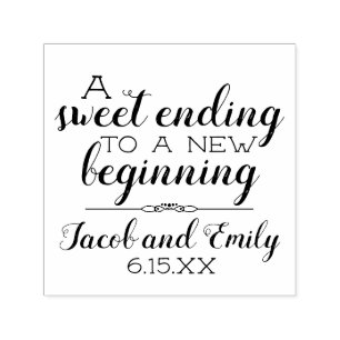 Wedding Names Date Sweet Ending New Beginning Self-inking Stamp