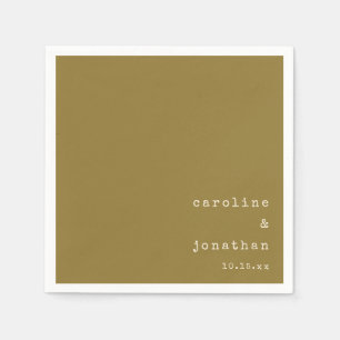 Wedding Names Ochre Typewriter Modern Custom Napkin