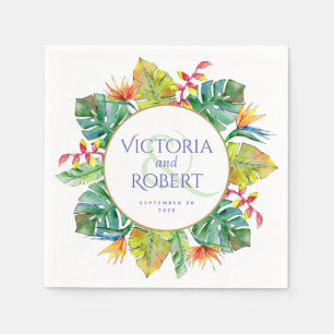Wedding Napkins Tropical Watercolor Floral