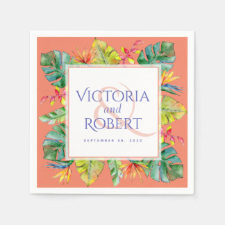 Wedding Napkins | Tropical Watercolor Floral