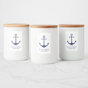 Wedding nautical anchor navy blue white elegant food label