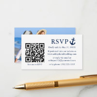 Wedding Nautical Blue Anchor RSVP QR Photo