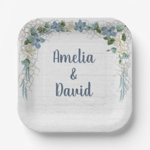 Wedding Nautical Net On Whitewashed Wood Paper Plate