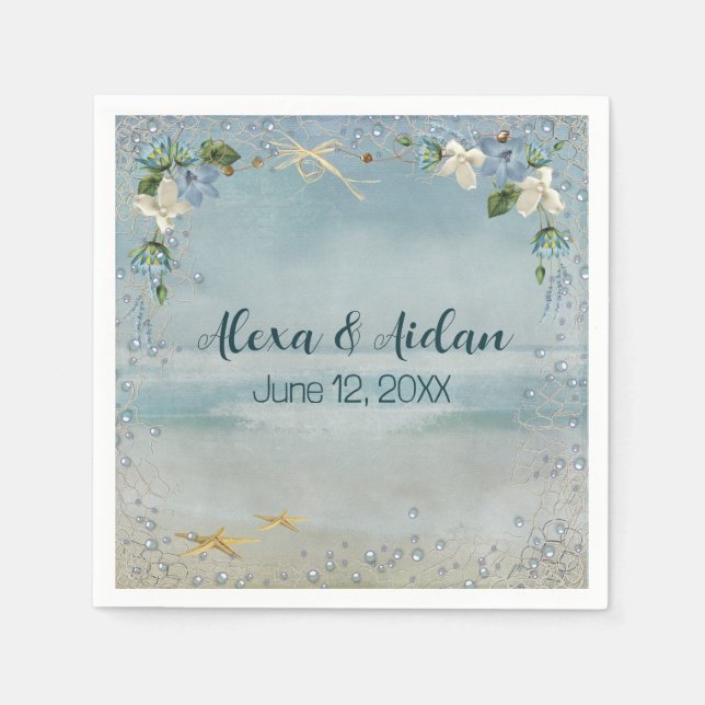 Wedding Nautical Net with Bubbles Napkin (Front)