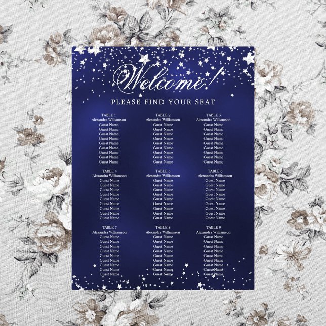 Wedding navy blue stars seat chart (Creator Uploaded)