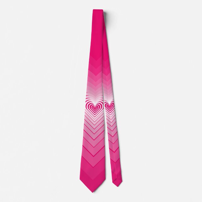 Wedding Neck Tie Pink Hearts (Front)