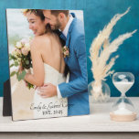 Wedding Newlywed Photo Acrylic  Plaque<br><div class="desc">A modern monogrammed wedding photo plaque with date established and name. Simple minimalist wedding memento keepsake.</div>