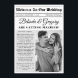 Wedding Newspaper Fun Black White Photo Itinerary Programme<br><div class="desc">A fun newspaper style wedding design. This newspaper wedding theme has been designed to mimic a traditional newspaper with customised headlines, text and black and white photos. This newspaper template will automatically change your uploaded photos into black and white, so need to change them. A unique newspaper style wedding design...</div>