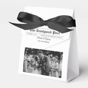 Wedding Newspaper Fun Black & White Photo Wedding  Favour Box