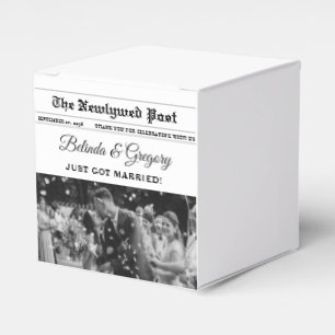 Wedding Newspaper Fun Black & White Photo Wedding Favour Box