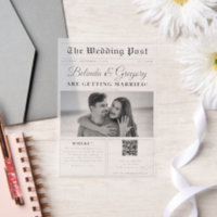Wedding Newspaper Fun Black & White Photo Wedding