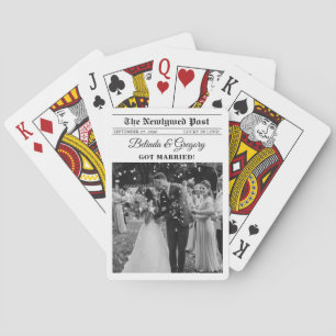 Wedding Newspaper Fun Black & White Wedding Favour Playing Cards