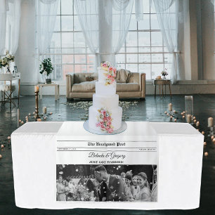Wedding Newspaper Fun Photo Table Runner Sign Tapestry