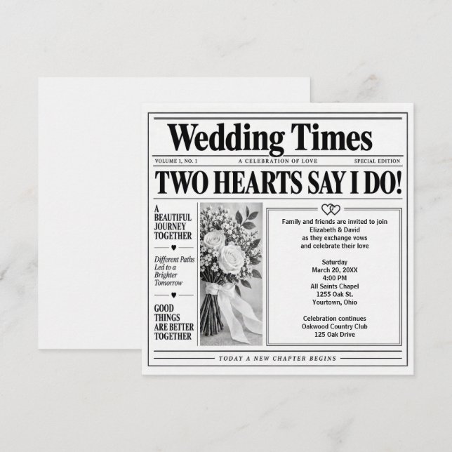 Wedding Newspaper Invitation (Front/Back)