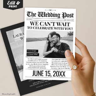 Wedding Newspaper Invitation, Photo Wedding Invite