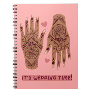 Wedding notebook with henna mehndi hands design