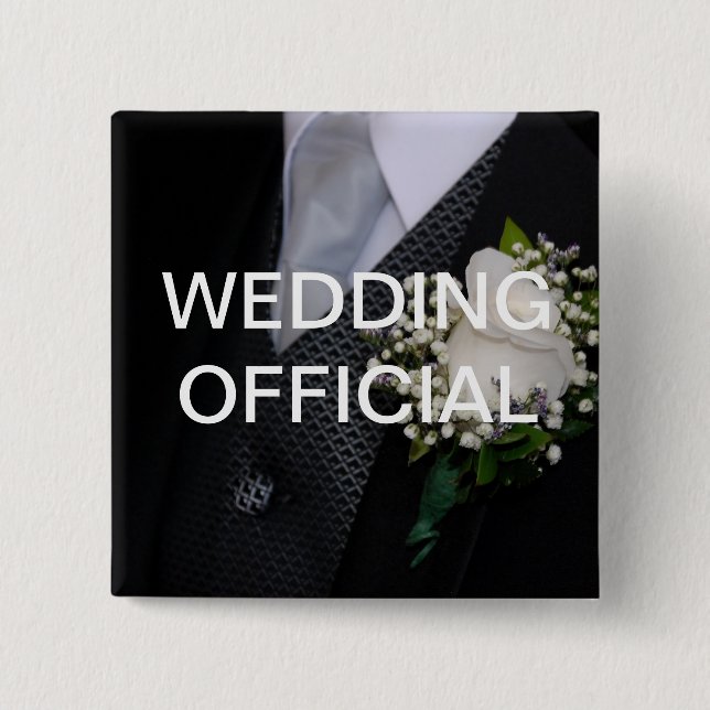 Wedding Official 15 Cm Square Badge (Front)