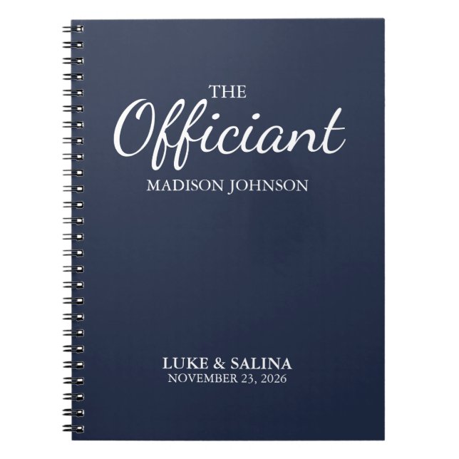 Wedding Officiant Ceremony Personalised Elegant Notebook (Front)