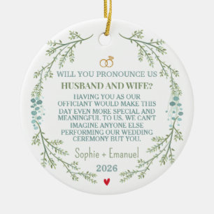 Wedding Officiant Proposal Gift, Will You marry us Ceramic Tree Decoration