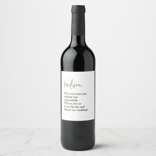 Wedding Officiant Proposal Wine Label (Front)