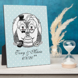 Wedding Old English Sheepdogs Bride Groom Grey 1 Plaque
