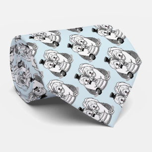 Wedding Old English Sheepdogs Bride Groom Grey 1 Tie