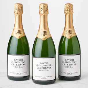 Wedding Old Money, Off-White, dark frame  Sparkling Wine Label