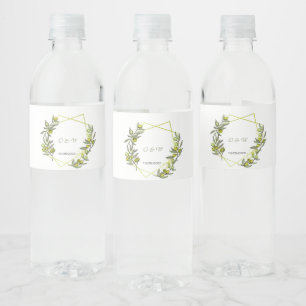 Wedding Olive Personalise Water Bottle Label
