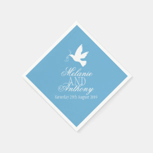 Wedding one white doves blue custom napkins