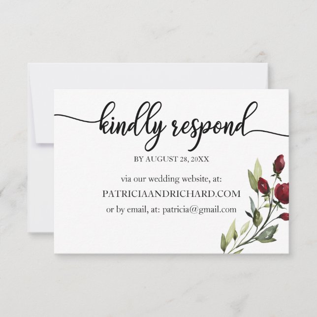 Wedding Online RSVP Burgundy Floral (Front)