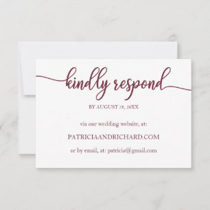Wedding Online RSVP Card Burgundy Calligraphy