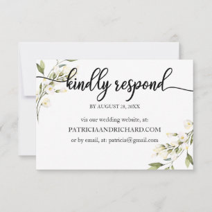 Wedding Online RSVP Cream White Floral Card