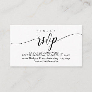 Wedding online RSVP, Modern Black Calligraphy Enclosure Card