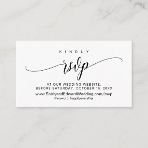 Wedding online RSVP, Modern Black Script Enclosure Card