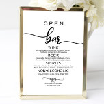 Wedding Open Bar Menu Sign Rustic Chic Calligraphy<br><div class="desc">Wedding Open Bar Menu Sign Rustic Chic Calligraphy</div>