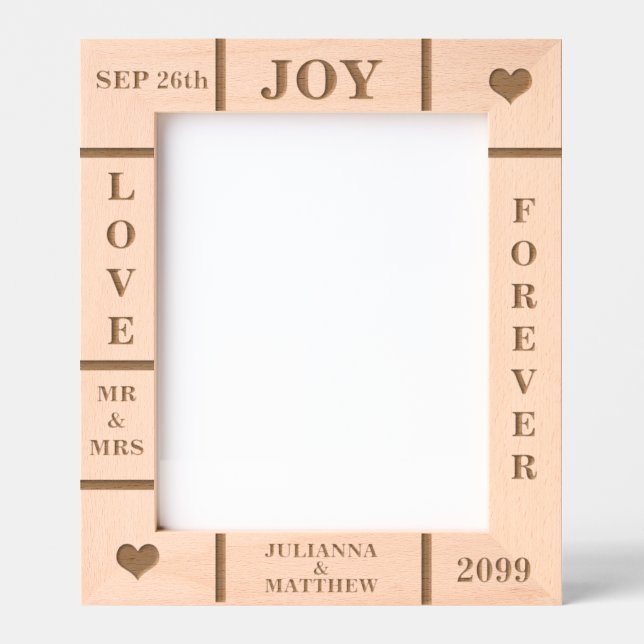 Wedding or Anniversary Custom Text Vert 8x10 Etched Frames (Front)