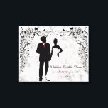 Wedding or Anniversary Memento Canvas Print<br><div class="desc">Vintage background,  romantic floral vines in the corners and a silhouette wedding couple - perfect wedding or anniversary memento.</div>