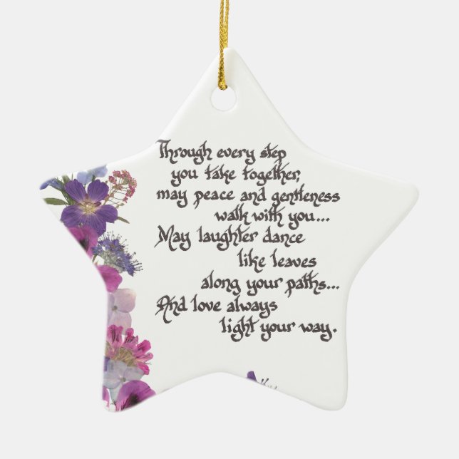 Wedding or Engagement Gift Ceramic Tree Decoration (Front)