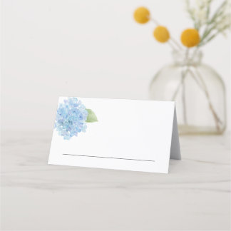 Wedding or event place card Blue hydrangeas