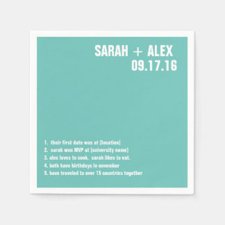 Wedding or Shower Fun Facts Cocktail Napkin