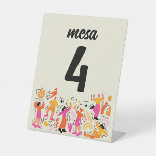 Wedding Orange and Pink Festival Table Identifier Pedestal Sign
