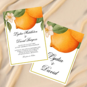 Wedding Orange Citrus Summer Elegant Invitation