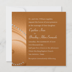 Wedding Orange Shimmer Swirls and Crystals Invitation